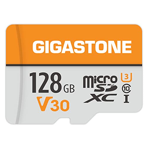 Gigastone Tarjeta de Memoria Micro SD 128 GB, Vídeo 4K UHD, Cámara de Vigilancia y Seguridad, Cámara de Acción, Drone Profesional, 95 MB/s Micro SDXC UHS-I A1 Clase 10