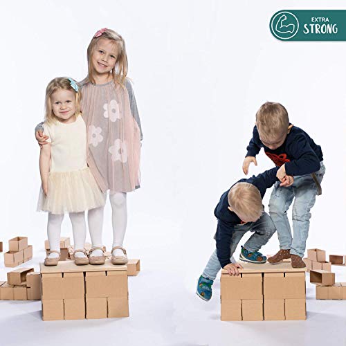 GIGI Bloks Bloques de Construcción Gigantes de Cartón | Juegos de Construcción para Niños 200 Piezas XXL | Kits de Ladrillos Para Grandes Construcciones Infantiles de Castillos y Torres Grandes
