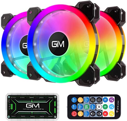 GIM Ventilador de Carcasa RGB de 120 mm, Paquete de 3, Kit 3 en 1 de ICETEK LED para PC con Ventilador RGB, 366 Modos con Controlador y Mando a Distancia, diseño de Ventilador silencioso Reforzado
