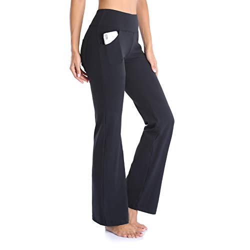GIMDUMASA Pantalón de Yoga Mujer Pierna Ancha Salón Bootcut Leggings Alta Cintura Pantalones De Entrenamiento con Bolsillos para Pilates Fitness Yoga GI604