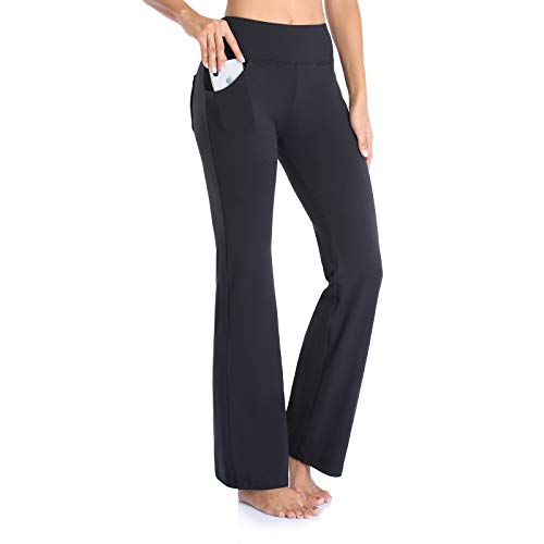 GIMDUMASA Pantalón de Yoga Mujer Pierna Ancha Salón Bootcut Leggings Alta Cintura Pantalones De Entrenamiento con Bolsillos para Pilates Fitness Yoga GI604