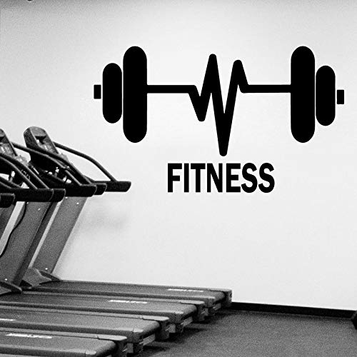 Gimnasio etiqueta de la pared deportiva barras de levantamiento de pesas etiqueta de la pared Fitness Club decoración Fitness Logo papel pintado arte Mural A8 42x24cm