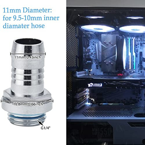 GIRAFEDA 6 Pcs Barb Fittings G1 / 4 " OD 11 m Conexión de Refrigeración por Agua para Sistema de Refrigeración or Agua de Pc (11 m) para Tubo de Entre 9,5mm y 10 mm de Diametro Interior