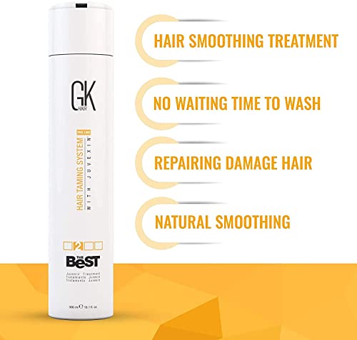 GK HAIR Global Keratin The Best (300ml / 10.1 Fl Oz) Tratamiento Capilar Suavizante de Keratina Complejo Brasileño Profesional Alisado Para un Cabello Suave y sin Frizz - Sin Formaldehído