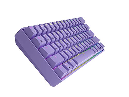 GK61 Teclado mecánico para juegos - 61 teclas multicolor RGB iluminado LED retroiluminado con cable programable para PC/Mac Gamer (Gateron rojo óptico, lavanda)