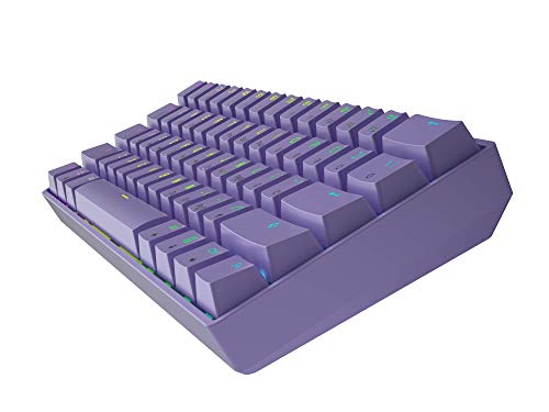 GK61 Teclado mecánico para juegos - 61 teclas multicolor RGB iluminado LED retroiluminado con cable programable para PC/Mac Gamer (Gateron rojo óptico, lavanda)