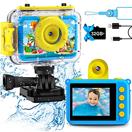 GKTZ - Cámara de Fotos Infantil Impermeable con vídeo de acción submarina para niños, cámara Selfie Digital con Juegos de 3 a 10 años, niñas, niños, Regalo, con Pantalla de 2 Pulgadas