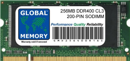 Global Memory 256MB DDR 400MHz PC3200 200-PIN SODIMM RAM de Memoria para laptops/portátiles