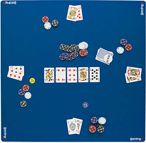 GMC Deluxe - Alfombrilla de mesa para mesa de póquer con reducción de ruido, 4 mm de grosor, espuma de goma para mahjong dominó, color azul