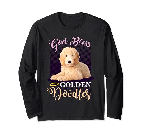 God Bless Golden Doodles - Goldendoodle Lover Gift Manga Larga