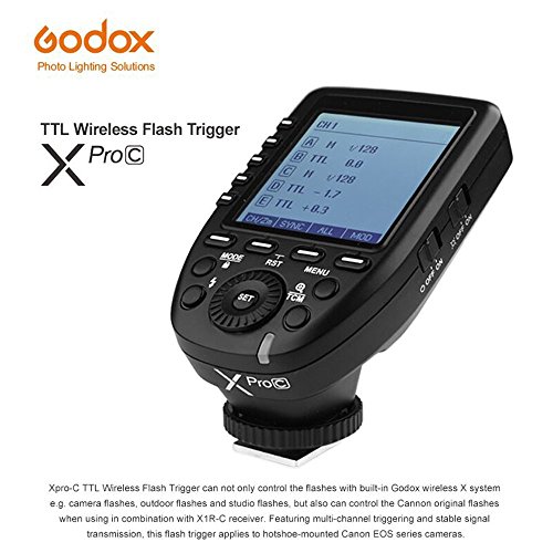 Godox Xpro-c TTL 2.4G inalámbrica X Sistema 1/8000s HSS Disparador Flash para Cámaras Canon