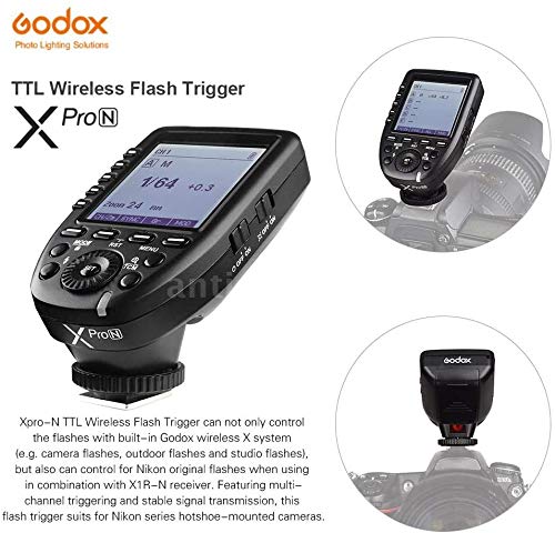 Godox Xpro-n TTL 2.4G inalámbrica X Sistema 1/8000s HSS Disparador Flash para Cámaras Nikon