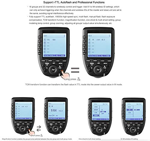 Godox Xpro-n TTL 2.4G inalámbrica X Sistema 1/8000s HSS Disparador Flash para Cámaras Nikon