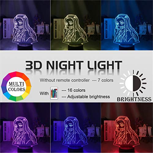 Gods Eater Burst Nuevo 3D óptico Lámpara 3D 16 Color LED Recargable Luz Lámpara de mesa de mesa Decoración hogareña 7 colores Efectos luminosos únicos para Regalo de la Navidad de los niños