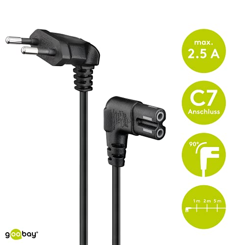 Goobay 73017 - Cable de alimentación con enchufe europeo, 1 m, color negro