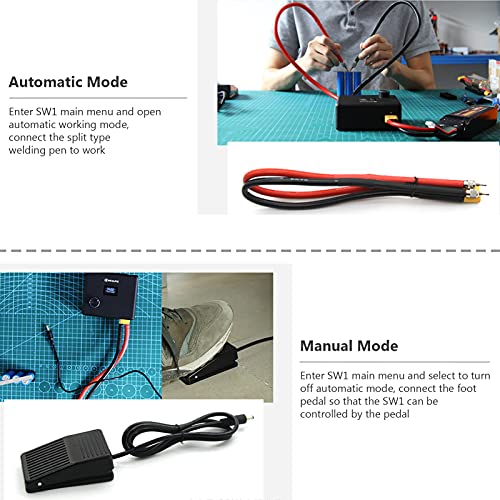 Goolsky SEQURE SQ-SW1 Soldadora por Puntos Máquina de Soldadura portátil Bricolaje Pantalla OLED con níquel Pedal Modos manuales automáticos Voltaje de Entrada de 10-14 V para Modelos RC Juguetes