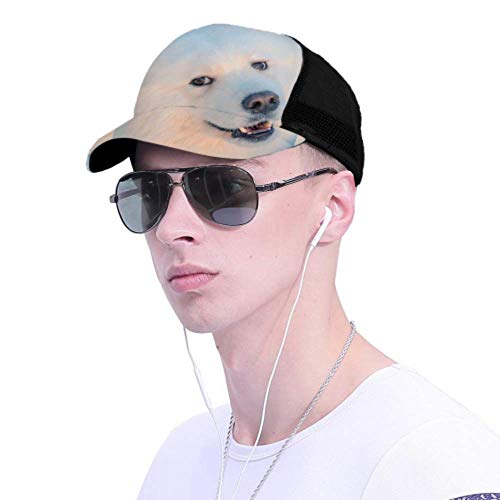 Gorra de béisbol para Hombres y Mujeres, Lindo Perro Blanco Esponjoso Samoyedo en Malla de Camionero Ajustable Gorra de béisbol con ventilación de Verano para Mujeres