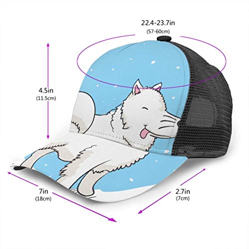Gorra de béisbol para Hombres y Mujeres, Lindo Perro Samoyedo bajo ventisca Suave, Malla Ajustable para Camionero, Gorra de béisbol con ventilación de Verano, Gorra para el Sol