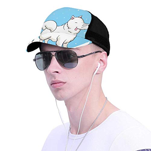 Gorra de béisbol para Hombres y Mujeres, Lindo Perro Samoyedo bajo ventisca Suave, Malla Ajustable para Camionero, Gorra de béisbol con ventilación de Verano, Gorra para el Sol