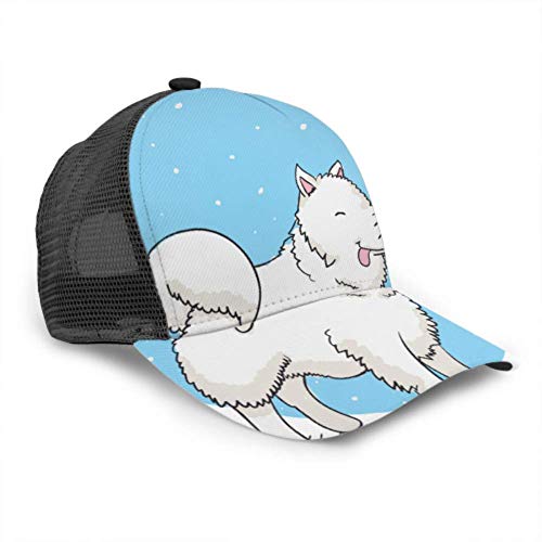 Gorra de béisbol para Hombres y Mujeres, Lindo Perro Samoyedo bajo ventisca Suave, Malla Ajustable para Camionero, Gorra de béisbol con ventilación de Verano, Gorra para el Sol