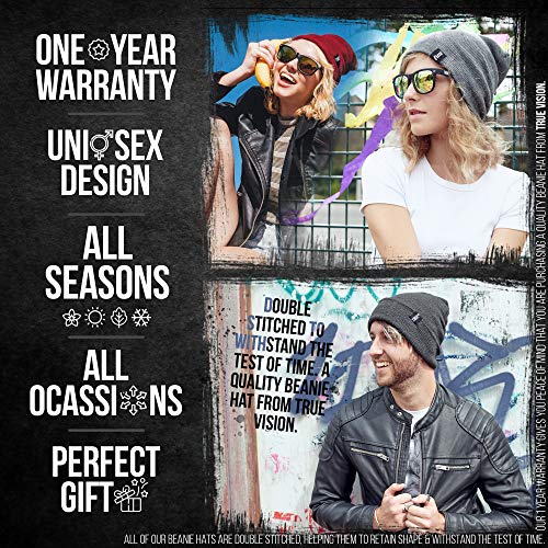 Gorro de punto para hombre, reversible, reversible, de 3 formas: holgado, con puño giratorio, estilo pescador, suave y cómodo, talla única, cálido, acrílico, unisex, para hombre