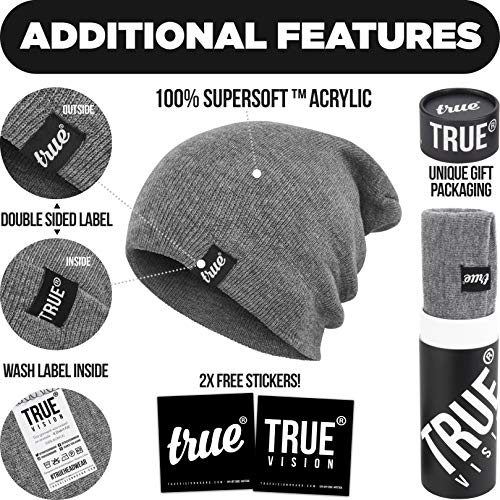 Gorro de punto para hombre, reversible, reversible, de 3 formas: holgado, con puño giratorio, estilo pescador, suave y cómodo, talla única, cálido, acrílico, unisex, para hombre