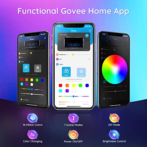 Govee Tira LED 2m USB, Luces LED RGB Bluetooth Control de App 16 Millones de Color, Modo de Escena soporta TV o Pantalla de Ordenador para Habitación, Juego Electrónico y Cine en Casa