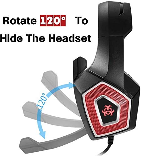 GPWDSN Auriculares Auriculares universales para Juegos Ordenador con Cable Iluminado RGB para Auriculares PS4 para LOL PUBG (Rojo)