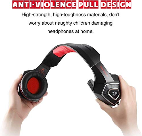 GPWDSN Auriculares Auriculares universales para Juegos Ordenador con Cable Iluminado RGB para Auriculares PS4 para LOL PUBG (Rojo)