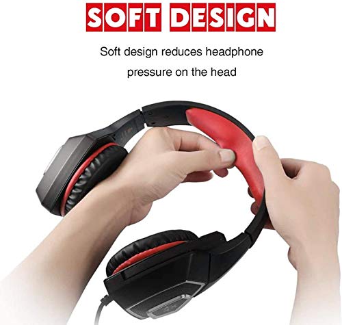 GPWDSN Auriculares Auriculares universales para Juegos Ordenador con Cable Iluminado RGB para Auriculares PS4 para LOL PUBG (Rojo)