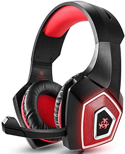 GPWDSN Auriculares Auriculares universales para Juegos Ordenador con Cable Iluminado RGB para Auriculares PS4 para LOL PUBG (Rojo)