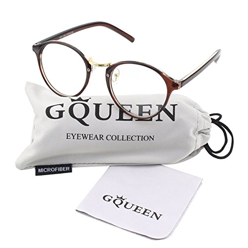 GQUEEN Vintage inspirado Horned Rim Puente Metálico claro Len gafas PS5