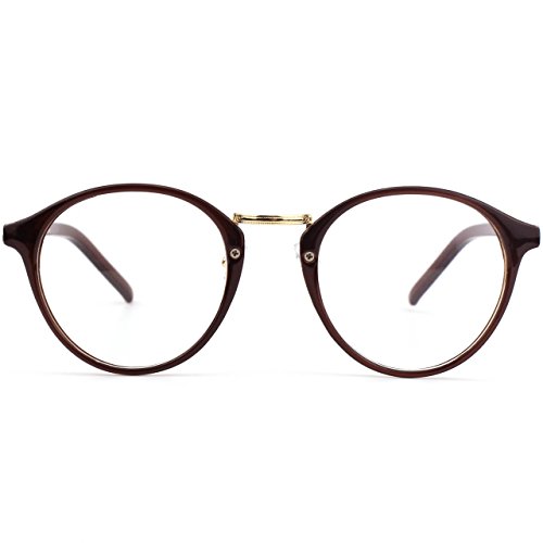 GQUEEN Vintage inspirado Horned Rim Puente Metálico claro Len gafas PS5
