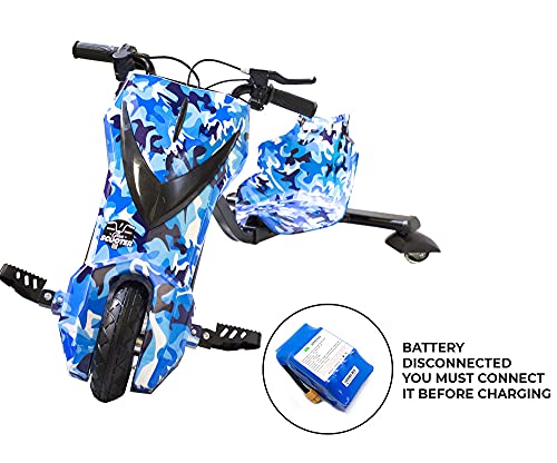 GRAN SCOOTER ELECTRIC VEHICLES Patinete con Silla Boogie Drift 36D (250W, Batería Litio, 3 Velocidades, Vel. Máx 15km, Luz Delantera, Pantalla LCD) – Azul