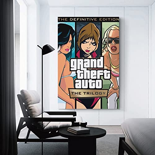 Grand Theft Auto The Trilogy The Definitive Edition - Póster de lienzo para decoración de dormitorio familiar (40 x 60 cm)