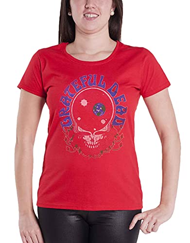 Grateful Dead Camiseta Space Your Face Logo Oficial Mujer Skinny Fit Rojo, rosso, M