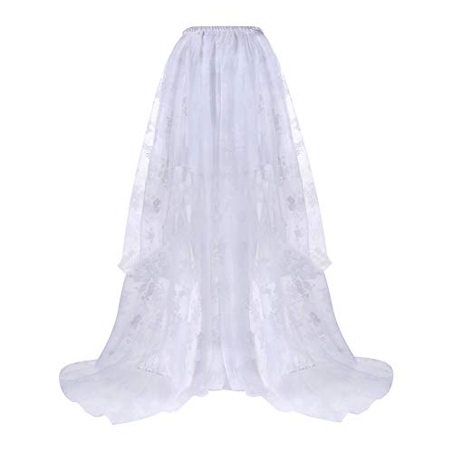 Grebrafan Falda de Tul con Cola de Milano Falda Larga y Esponjosa Steampunk Gótico Mujeres para Corsé (EUR(36-38) L, Blanco)