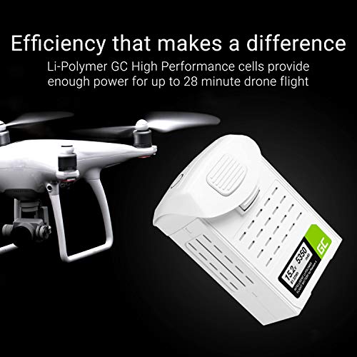 Green Cell® Batería para dji Phantom 4, Phantom 4 Pro, Phantom 4 Pro+ (Li-Polymer High Performance 5350mAh 81.32Wh 15.2V Blanco)