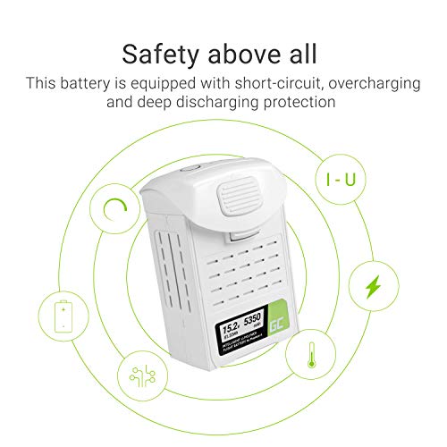 Green Cell® Batería para dji Phantom 4, Phantom 4 Pro, Phantom 4 Pro+ (Li-Polymer High Performance 5350mAh 81.32Wh 15.2V Blanco)