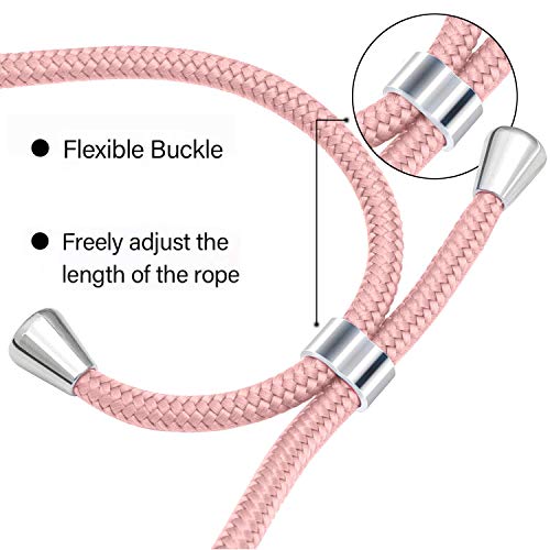 Greneric Funda con Cuerda para Huawei P8 Lite 2017, Carcasa Mármol Ultrafina Rígida PC con Correa Colgante Ajustable Collar Correa de Cuello Cadena Cordón, Oro Rosa