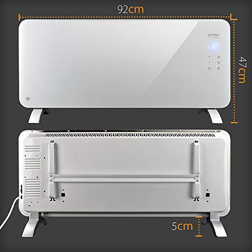 gridinlux | Radiador Eléctrico Silencioso Programable | Control Móvil App y WiFi | 2 Potencias | Resistencia IP24 | Apto para Baños | Homely WiFi Warm 2000W