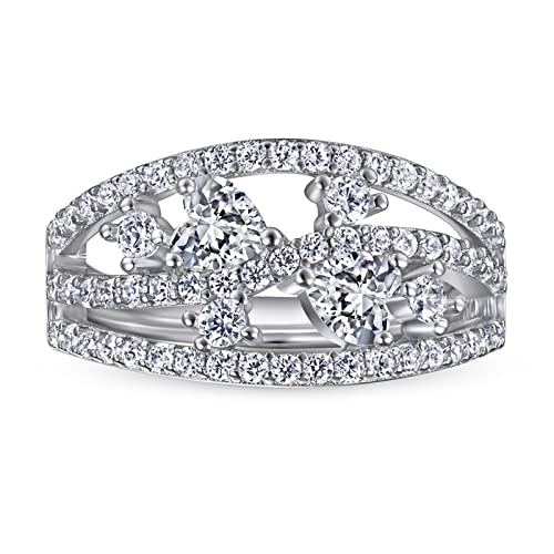 Gualiy Anillos de plata esterlina | Anillos para mujer de plata de ley | Anillos de plata para mujer | Anillos redondos de plata 925, Cubic Zirconia,