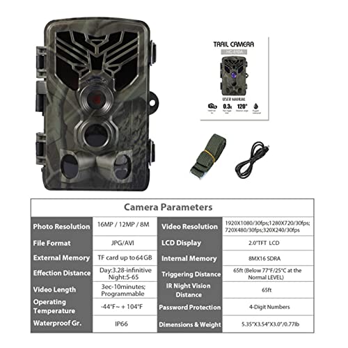 GUANGHEYUAN-J Cámara Oculta HC-810A 1080P 20MP HD Caza de Vida Silvestre Cámara Scouting Trail Cámara Wildview 3 Pir Motion Night Vision Camera Home Safe Game CAM para monitoreo de Vida Silvestre