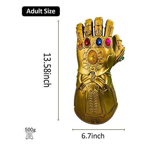 Guantelete del infinitom, Guante Thanos War Infinity Gems con 6 Piedras LED extraíbles, Diseño de imán, 3 Modos de Flash, Accesorios de Fiesta de Cosplay de Bar,Adults