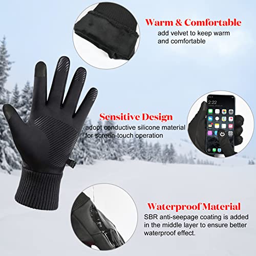Guantes de Ciclismo de Invierno, Guantes Deporte Invierno para Hombres Mujer, Pantalla Táctil, Antideslizante, Impermeables, A Prueba de Viento, Ideal para Aire Libre Bicicleta, Senderismo, Viajes.