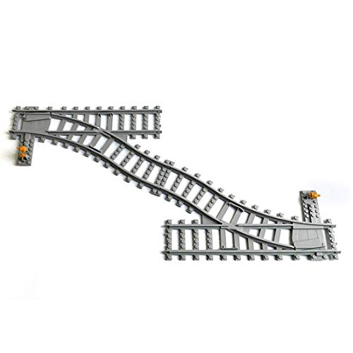 GUDAN Juego de raíles para ciudad Technik City, 5 piezas, guía hacia la derecha, blandas para ladrillos de construcción de ciudad, compatible con tren Lego City