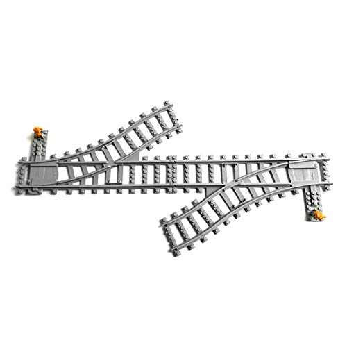 GUDAN Juego de raíles para ciudad Technik City, 5 piezas, guía hacia la derecha, blandas para ladrillos de construcción de ciudad, compatible con tren Lego City