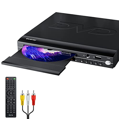 Gueray Reproductor de DVD para TV Gratis en Todas Las regiones con Salida AV y USB Reproductor de Disco Grabado en DVD y CD con Control Remoto Compatible con micrófono y Sistema PAL y NTSC