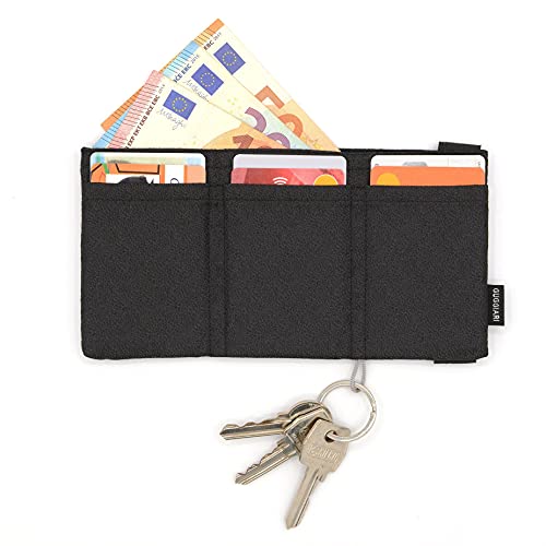 GUGGIARI® Tarjetero en Microfibra para Tarjetas de Crédito - Mini Cartera Anti RFID para Hombre - Billetera Ligera y Compacta -Billetes, Tarjetas, Llaves estarán Seguras en la Cartera Antirrobo(Sablé)