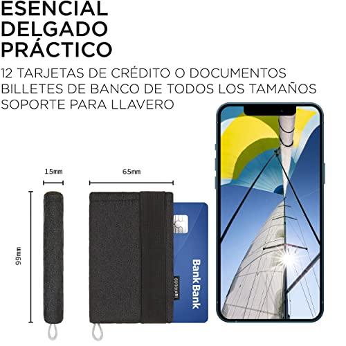 GUGGIARI® Tarjetero en Microfibra para Tarjetas de Crédito - Mini Cartera Anti RFID para Hombre - Billetera Ligera y Compacta -Billetes, Tarjetas, Llaves estarán Seguras en la Cartera Antirrobo(Sablé)